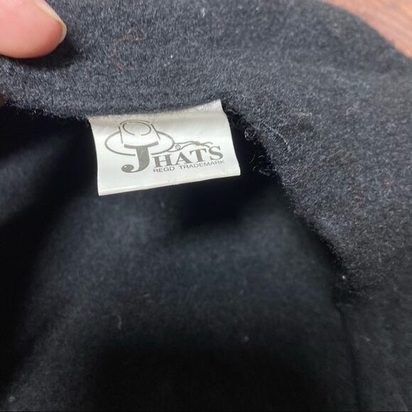 Vintage Jhats 100% Wool Beret Hat Paris Black One Size - Picture 2 of 4